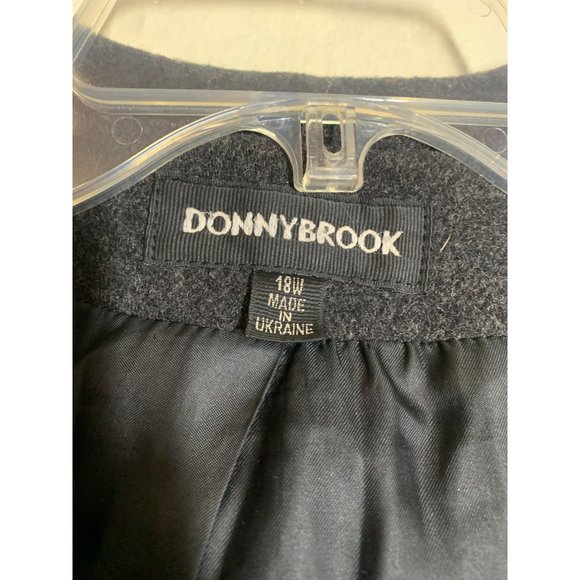 Donnybrook Long 100% Wool Lined Peacoat w Belt Plus Sz 18W Gray Trench Business - Picture 3 of 4
